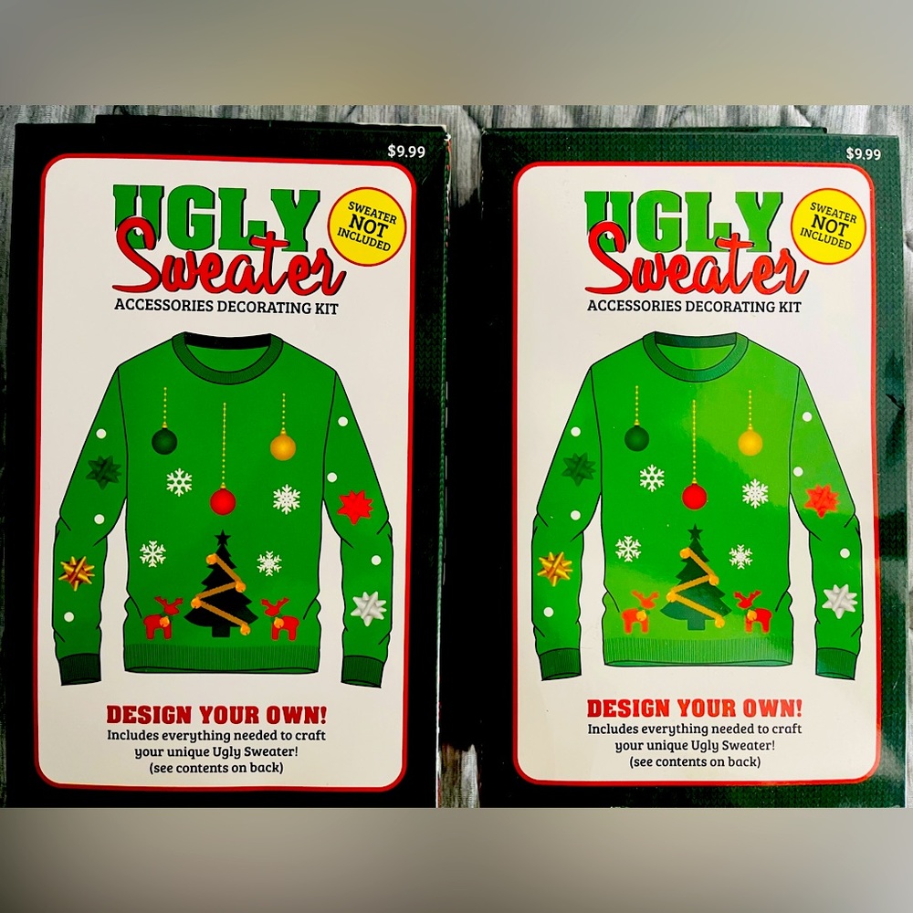 UGLY lot of 3 Christmas Sweater Accessories Decorating Kit-Sweater NOT Included